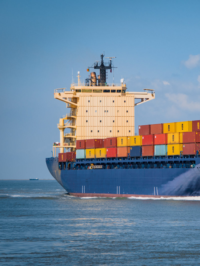 Container ship loaded